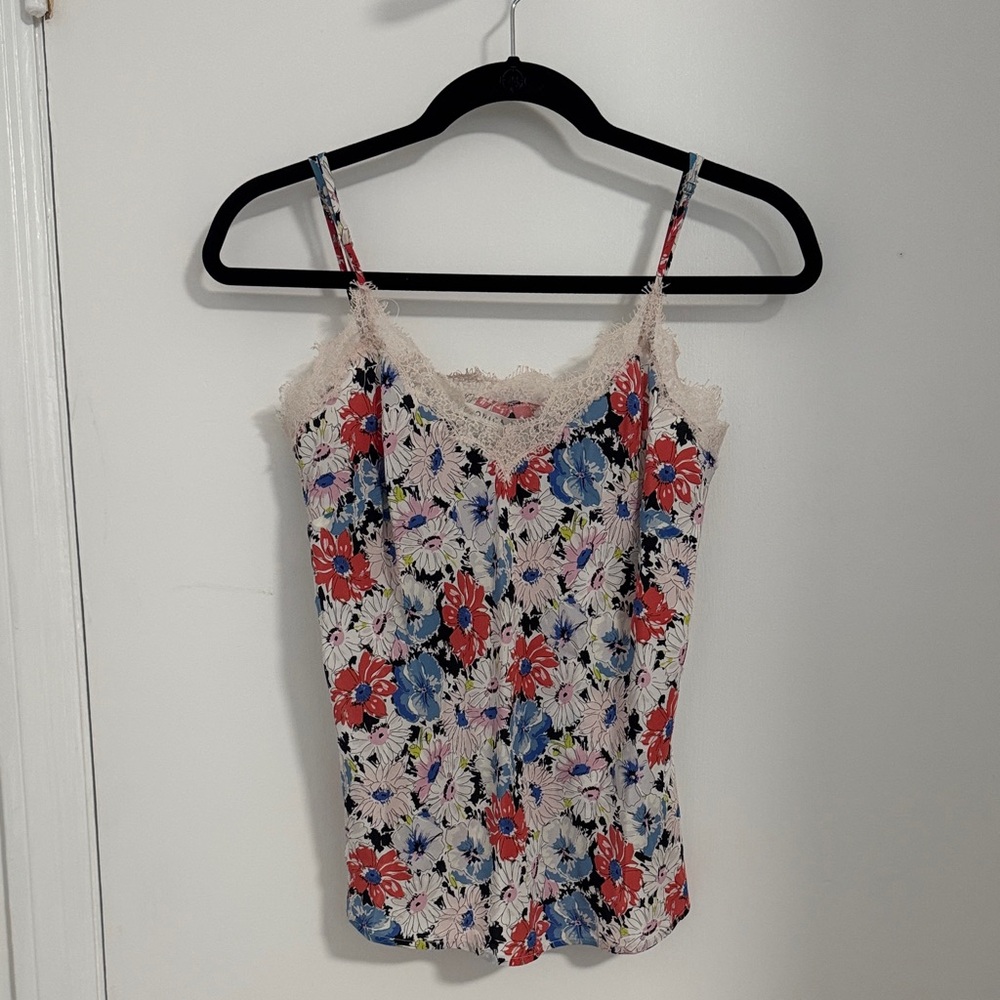 Veronica Beard Floral Cami with Lace Trim
